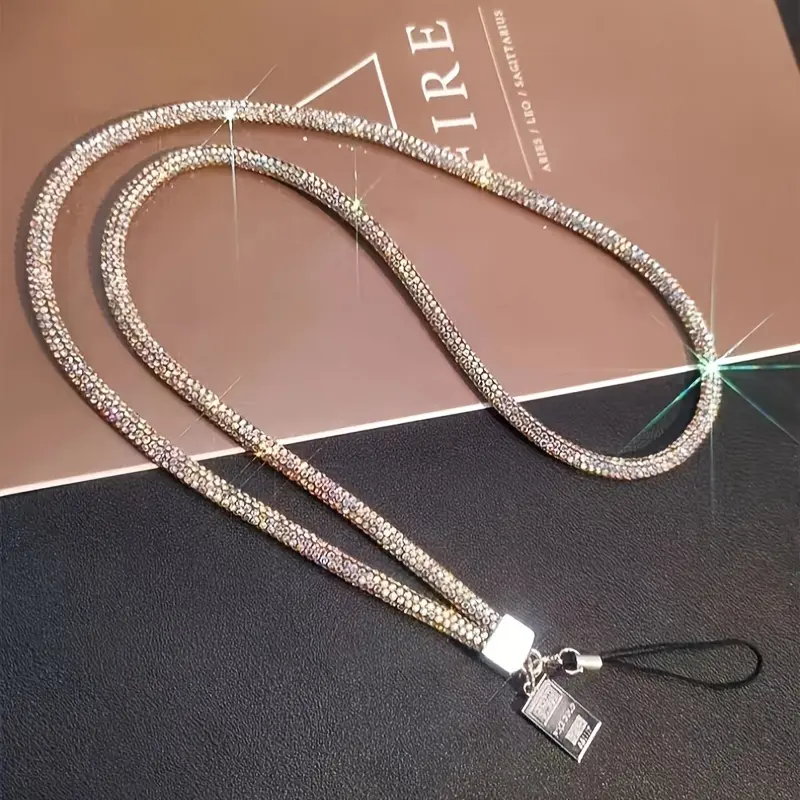 Luxury Full Diamond Phone Lanyard Neck Strap with Durable Rhinestone Tether, Fashionable Beaded Mobile Chain, Sparkling Universal Cellphone Holder Accessory 1