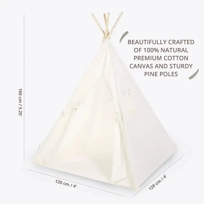 White Cotton Canvas Teepee Play Tent for Kids – Indoor & Outdoor Play Space 2