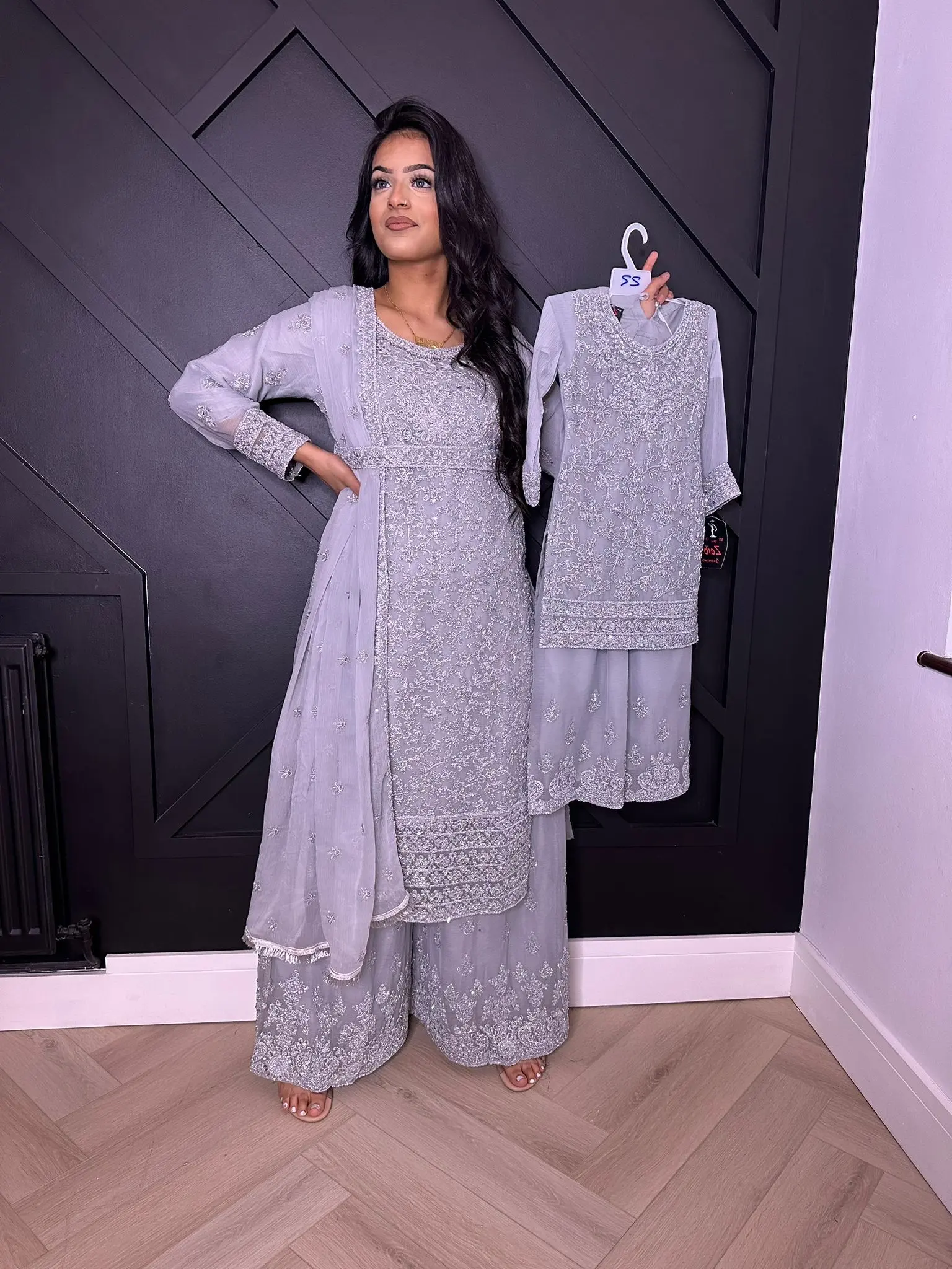 Layla M&D Dress - Grey - Stitched Ready-to-Wear Pakistani/Indian Clothing