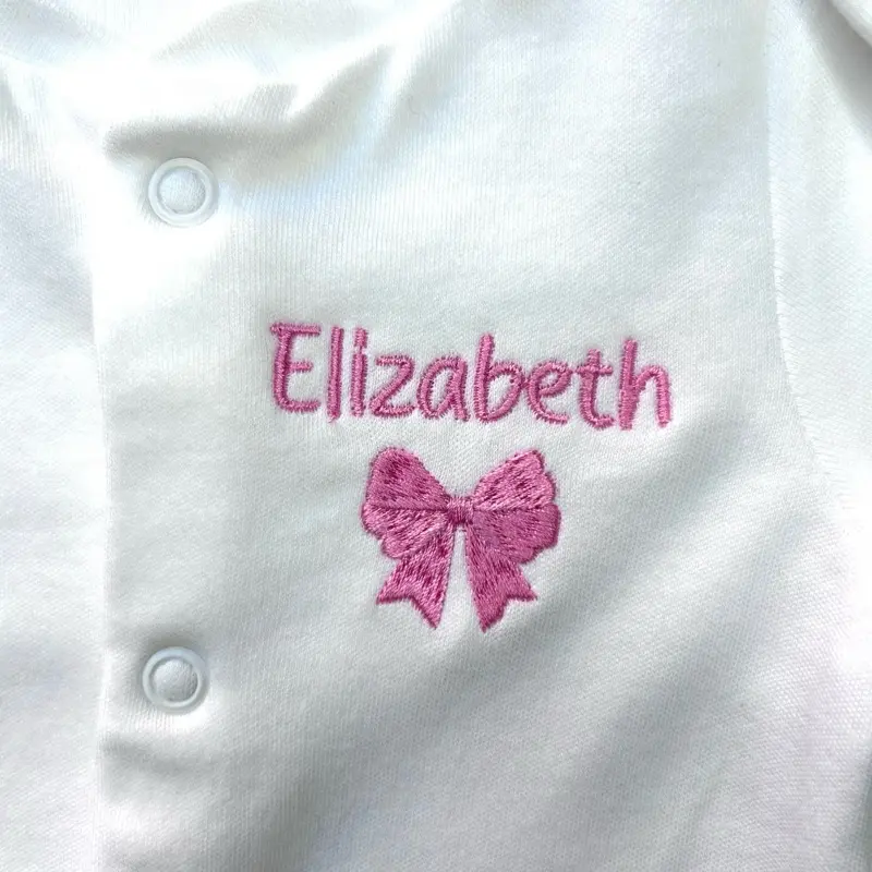 Beautifully Personalised Name With Ribbon Sleepsuit 2