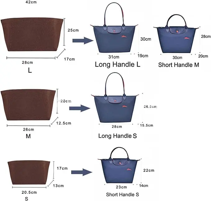 Felt Insert Bag for Longchamp Handbags - Travel Purse Organizer & Makeup Bag Divider 8