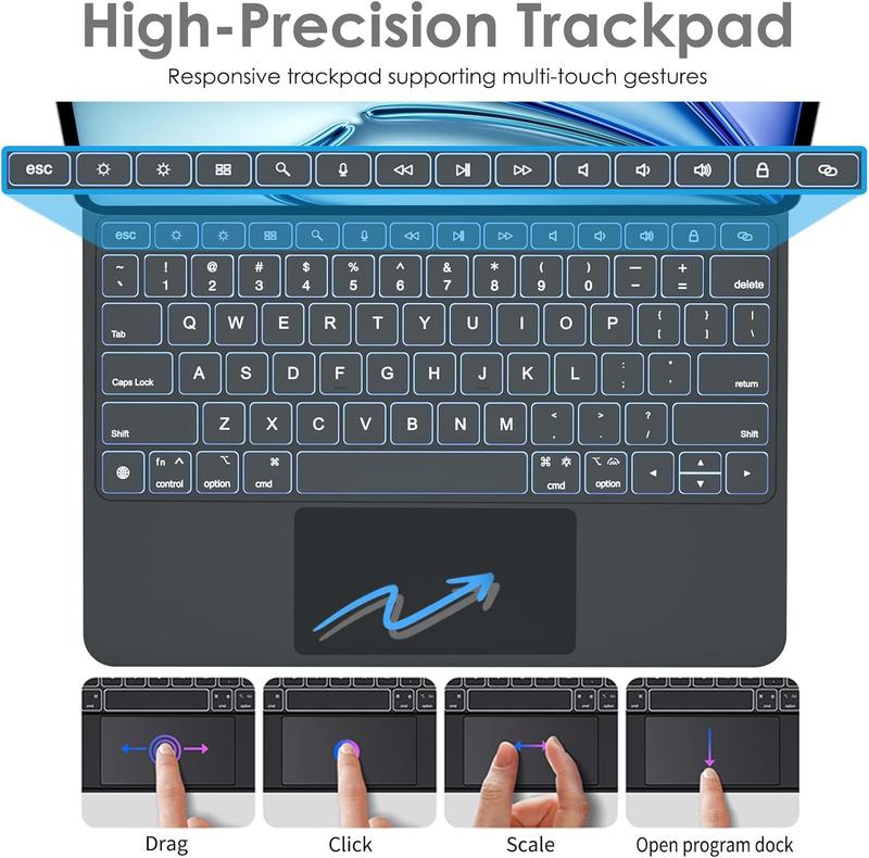 Magic Keyboard for Apple iPad Air 11" (M2) 2024, Air 5th/4th Gen, Magnetic Floating Stand, Precision Multi-Touch Trackpad, Backlight, for iPad Pro 11" (4th - 1st) Tablet Portable  Accessories Automatic 4