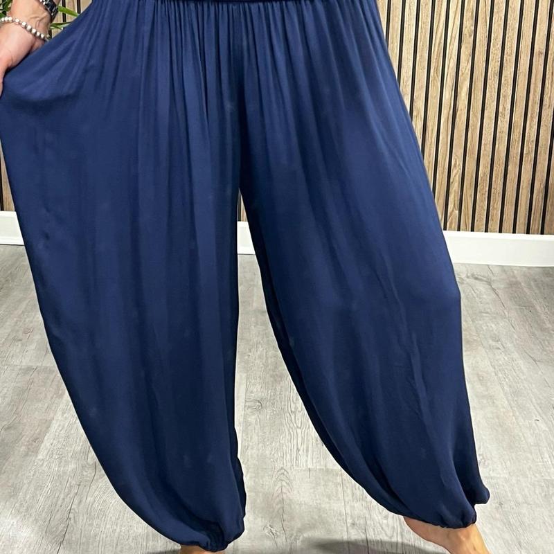 Product Introduction of LaDeDa Boutique Harriet Harem Plain Pants, One Size 10-18 With Elasticated Waistband, Summer Wear, Summer Daily Fashions, Women's Causal 17
