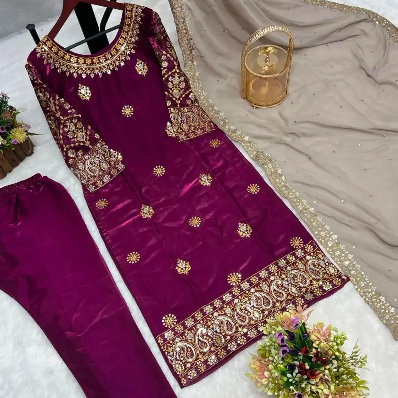 3-Piece Salwar Kameez Readymade Collection | Fancy Kurti with Embroidery, Bottom & Dupatta for Party, Wedding, Eid & Festive Occasions Traditional Womenswear south Asian Comfort Clothing dresses mehndi dress indian pakistaniclothes pakistani Silk suit sti 3