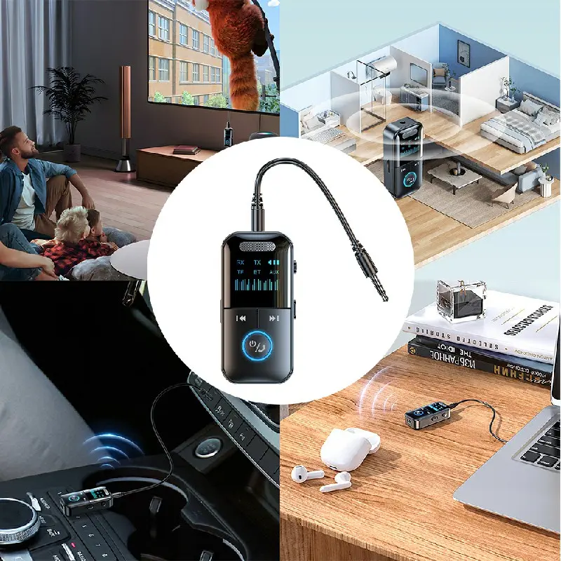 Bluetooth Audio Adapter Wireless Receiver Transmitter MP3 Player 3.5mm Aux for TV Car Headphones HiFi Speaker 8