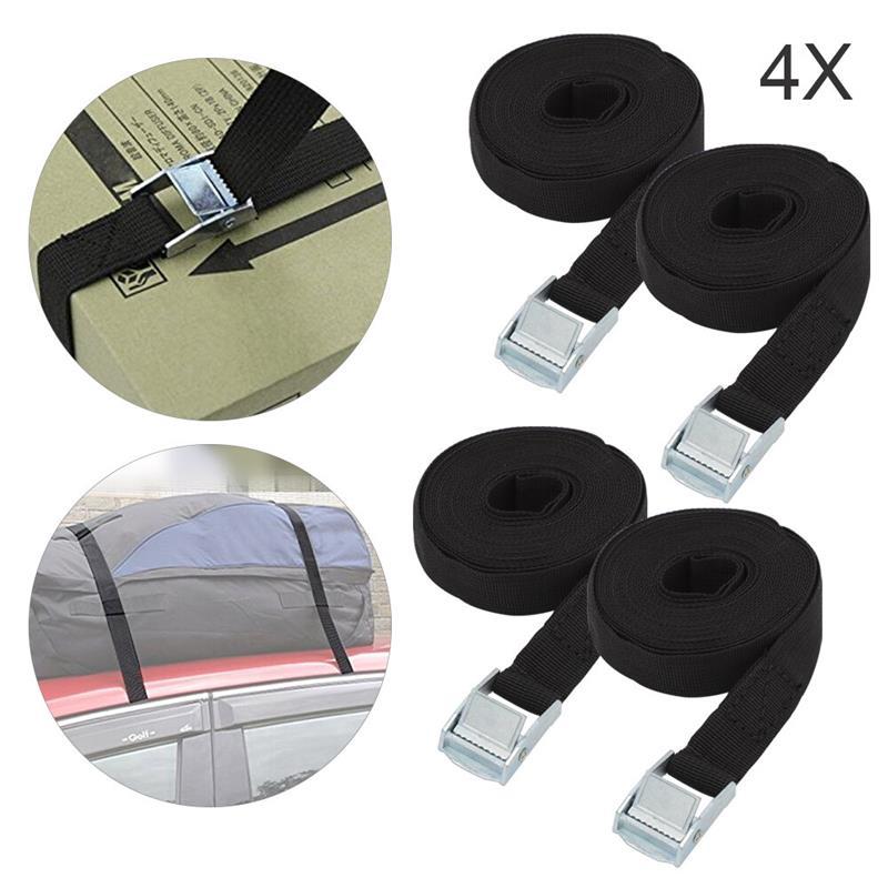 Set Of 4 Lashing Straps Cargo Luggage Tie Down Cam Buckle Roof Rack 5m x 25mm 3