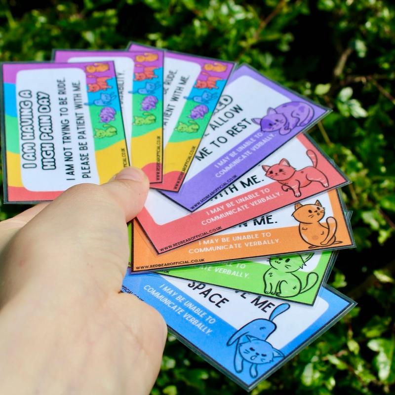 Rainbow cat communication cards | traffic light set | offer me a seat | hidden disability | chronic pain 5