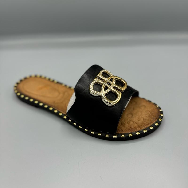 Women's Black Silver Gold Slider Sandal with Soft Cushioning for Summer Holiday- Ladies Flat 3
