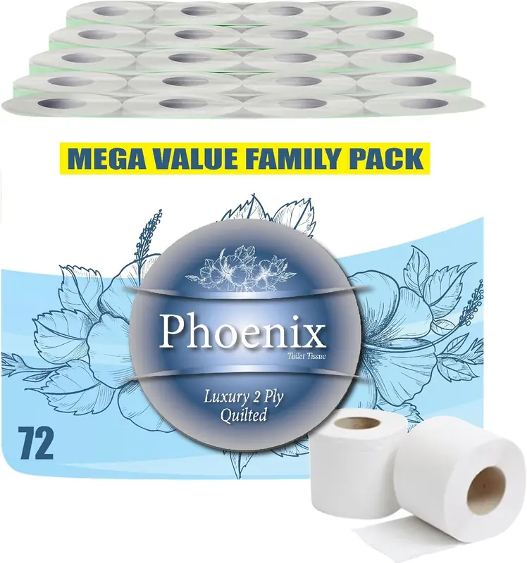Phoenix 72 Rolls 2 Ply Family Pack Soft Toilet Paper 1