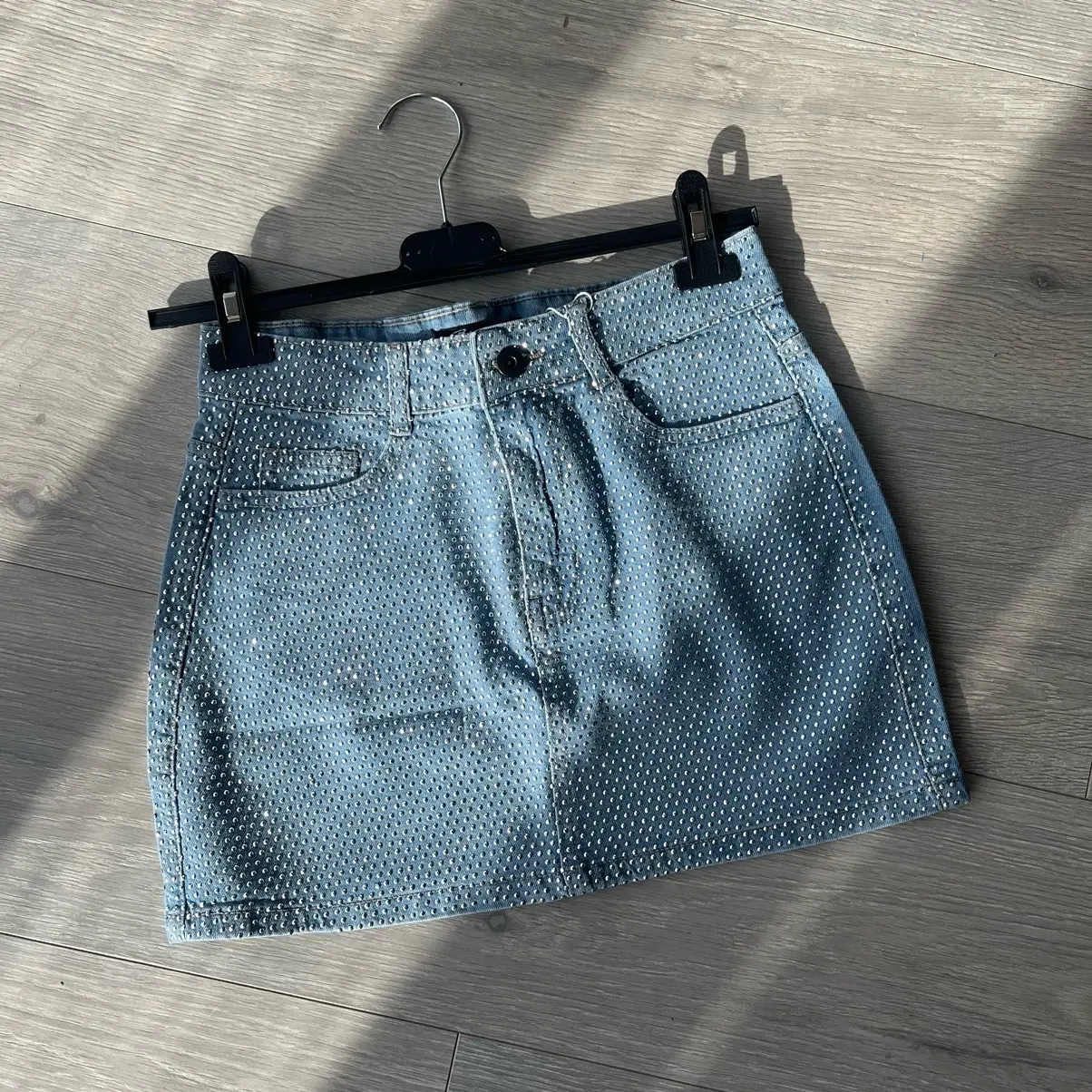Jessie diamanté embellished denim mini skirt