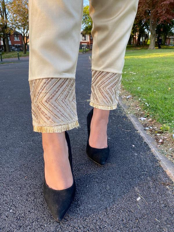 Beige Chevron Trouser 0