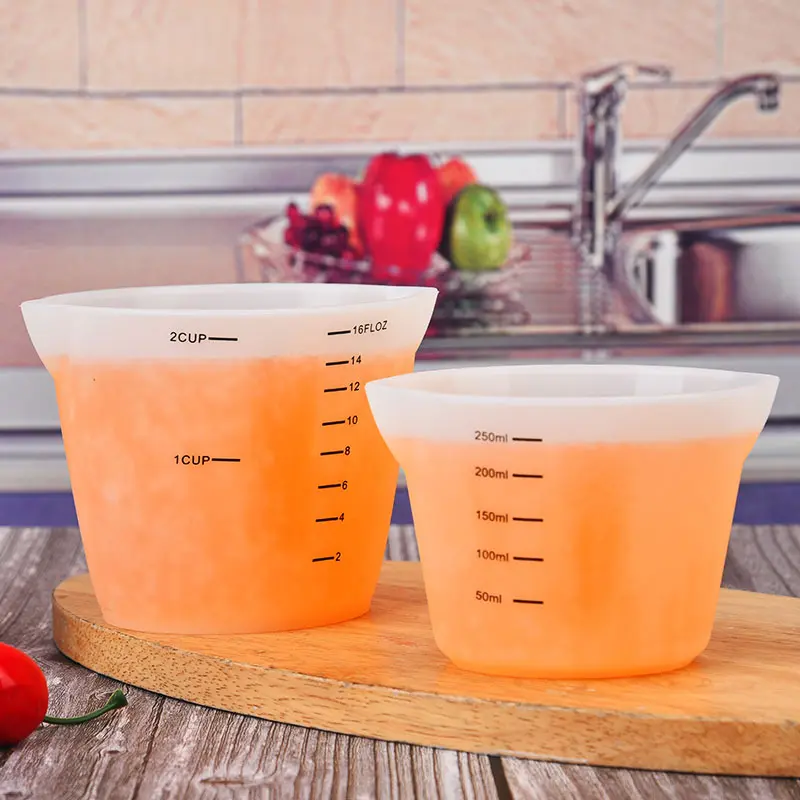 10/100/250/500ml Measuring Cup Food-Grade Silicone Measuring Jug Measuring Tools Scales Mixing Cup Kitchen Cake Baking Tool 1