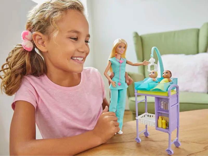 Barbie You Can Be Anything Doll, Baby Doctor Playset with Blonde Barbie Doll, 2 Baby Dolls, Doctor Accessories and Doll Accessories, Toys for Age 3 to 7, One Doll and Two Infant Dolls, GKH23 5