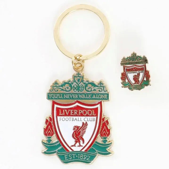 Liverpool FC Official Colour Crest Keyring & Pin Badge Set