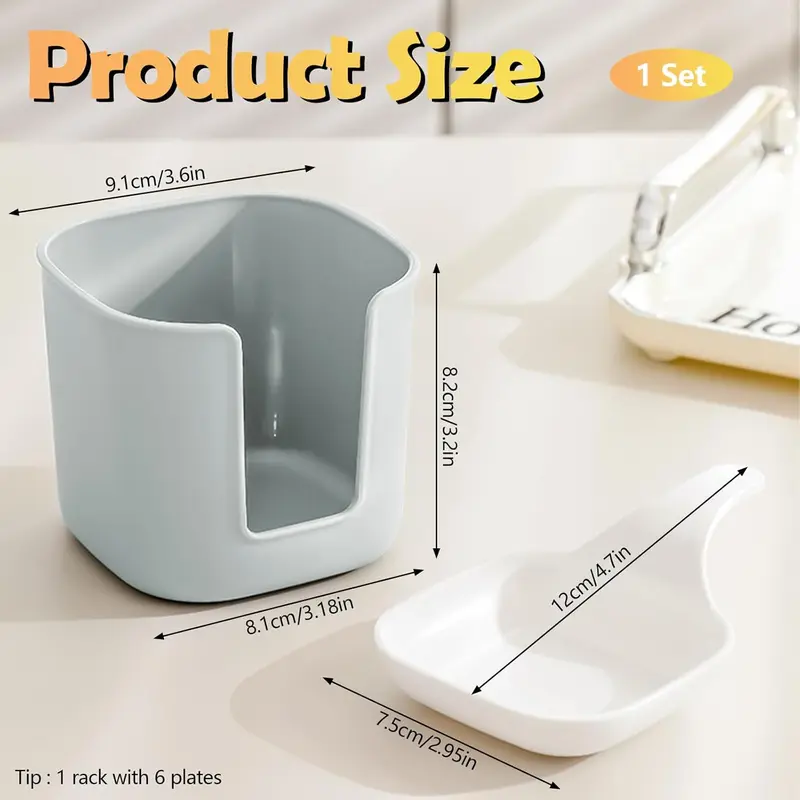 Dipping Sauce Plate & Holder Set 6 Count Dipping Sauce Plate Set Vinegar & Soy Sauce Dish Set Including 6 Count Seasoning Dish With Storage Box Family Serving 1