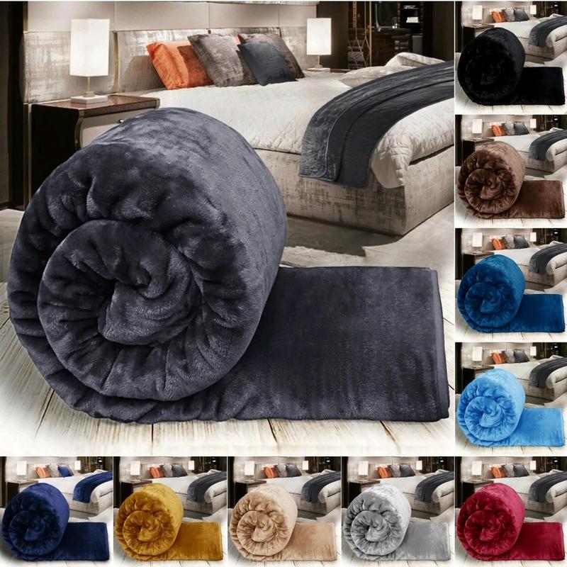Faux Fur Fleece Throw Soft Warm Mink Large Sofa Bed Blanket Double King Sizes 1