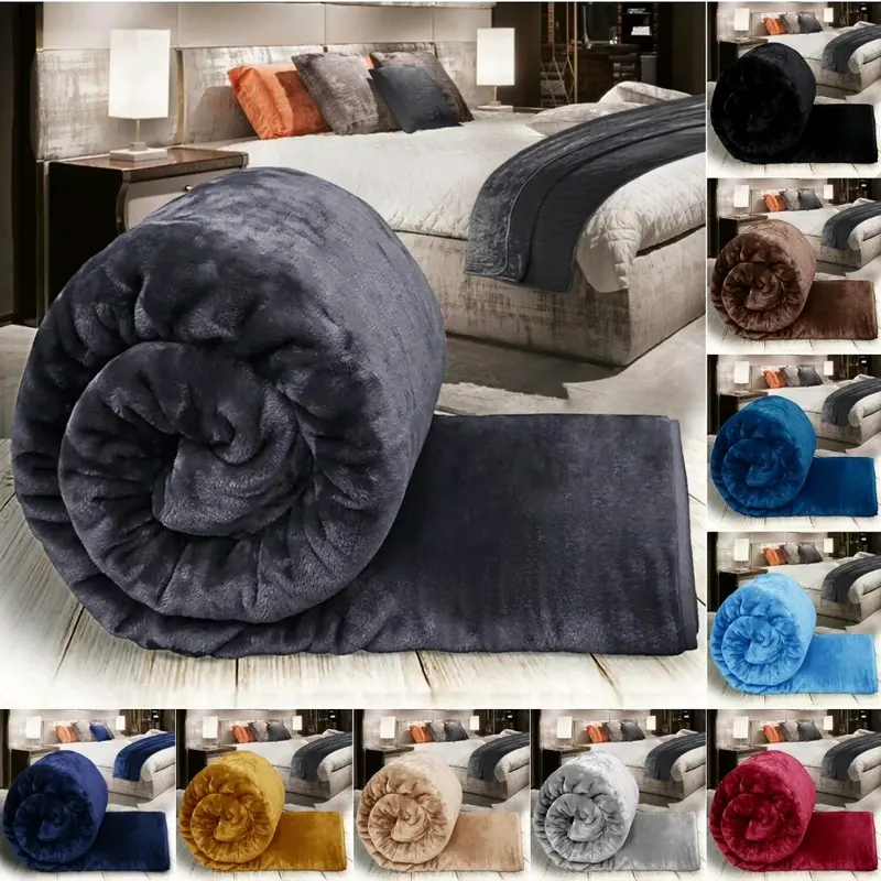 Faux Fur Fleece Throw Soft Warm Mink Large Sofa Bed Blanket Double King Sizes 1