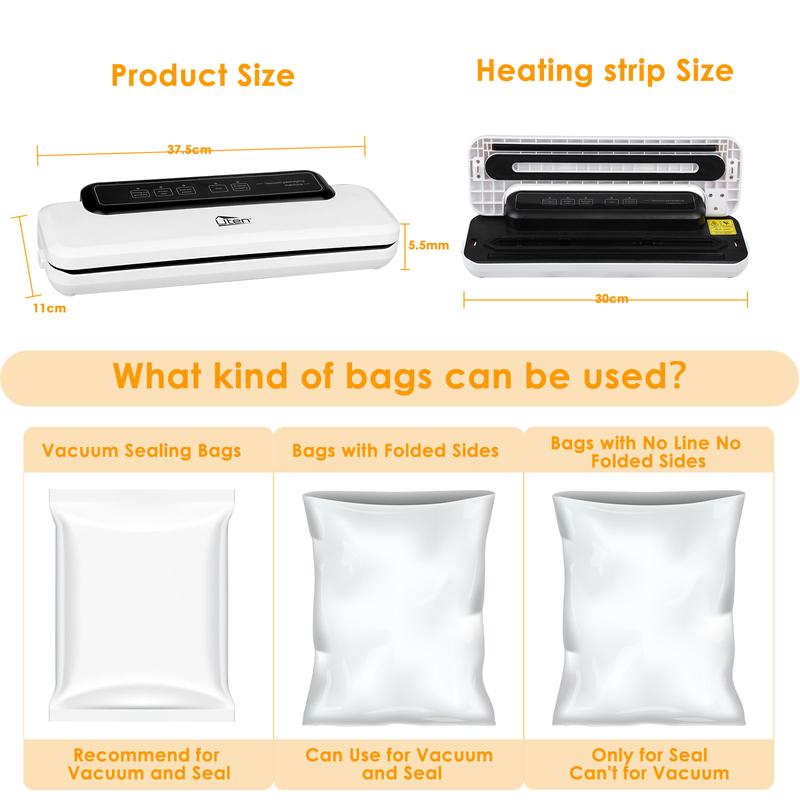 Uten Vacuum Sealing Machine Full Automatic Sealing Packing Food Sealer Easy-to-Use Touch Operation Two Selectable Vacuum Modes Food Safe Fresh Storage 8