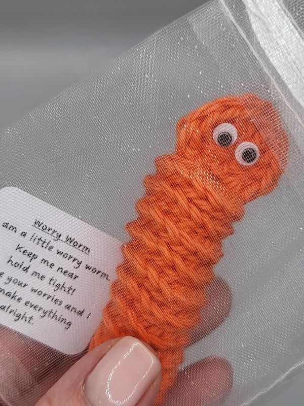 Cotton Crochet Worry Worm. Great for anxiety. Fab for blazer pockets. 8