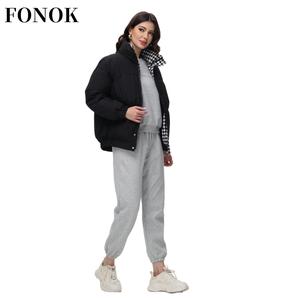 FONOK Womenswear Winter Comfort Minimalist Puffer Jackets ,Lady Casual Outerwear Longsleeves Zip Pockets Warm Coat