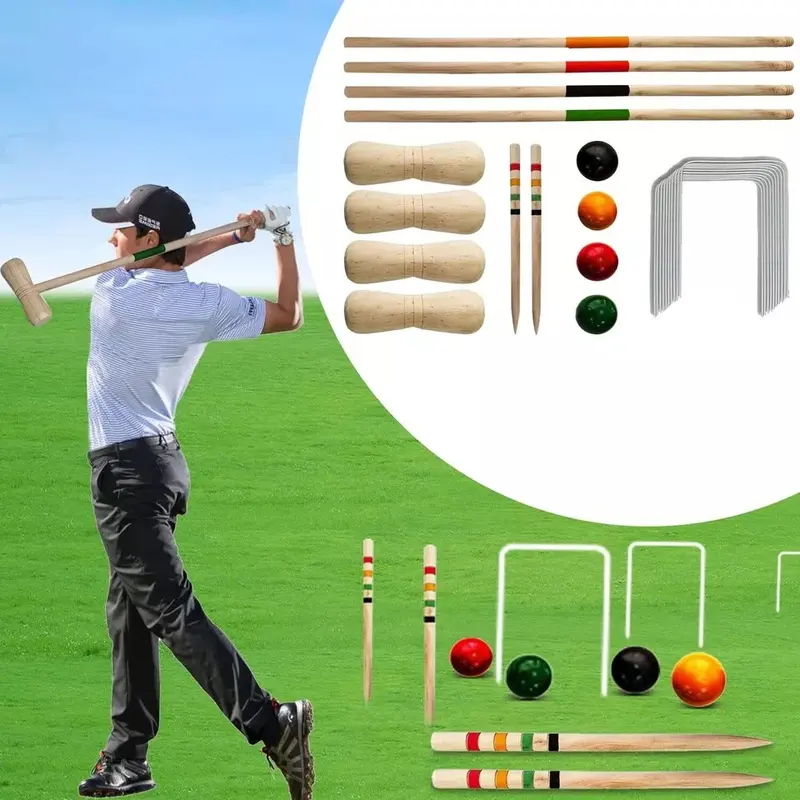 4-Player Croquet Set – Summer Fun for Everyone! ️Wooden Mallets 2