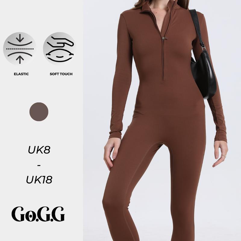 Go.G.G OnTheMove Soft Touch Sexy Long Sleeve Zip Front Jumpsuit Womenswear 1
