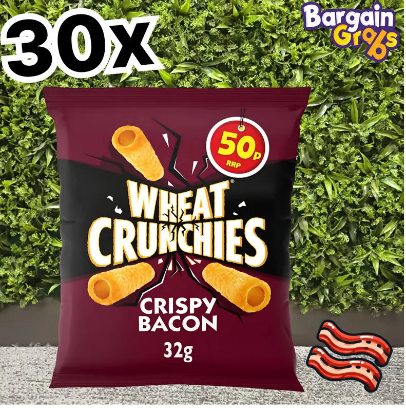 30 x Wheat Crunchies Bacon Crisps 32g – Smoky & Crunchy Snack, Crispy Savory 3
