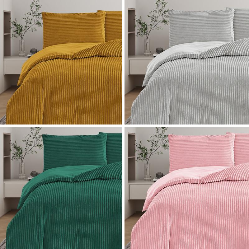 Chic Chunky Ribbed Cord Duvet Cover Set – 3-Piece Bedding Set with 1 Duvet Cover & 2 Pillowcases (No Filler) – Stylish Charcoal Bedding for Cozy & Modern Room Décor 2
