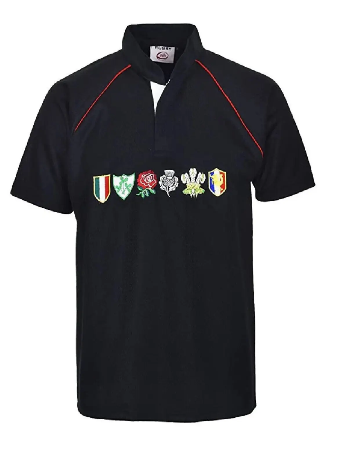 BLACK 6 Nations Rugby Mens  Shirt Short Sleeve Rugby shirt Rugby team