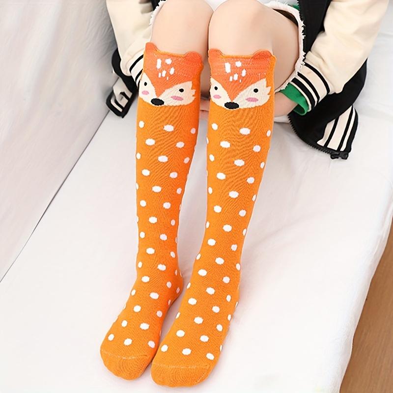 Product Introduction of Cat Pattern 4 Pairs Girls Knee High Stocking Socks, Comfy Breathable Sweat Resistant Anti-odor Socks For Spring Summer 6