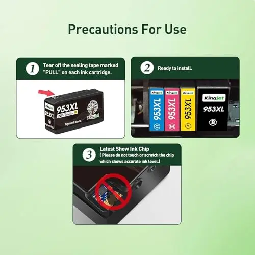 KINGJET 953XL Ink Cartridges Multipack New Chip for HP 953 953XL Ink Cartridges for HP OfficeJet Pro 7720 7740 8710 8218 8715 8718 8719 8720 8725 8728 8730 8740 7730 8210 (Black Cyan Magenta Yellow) 6