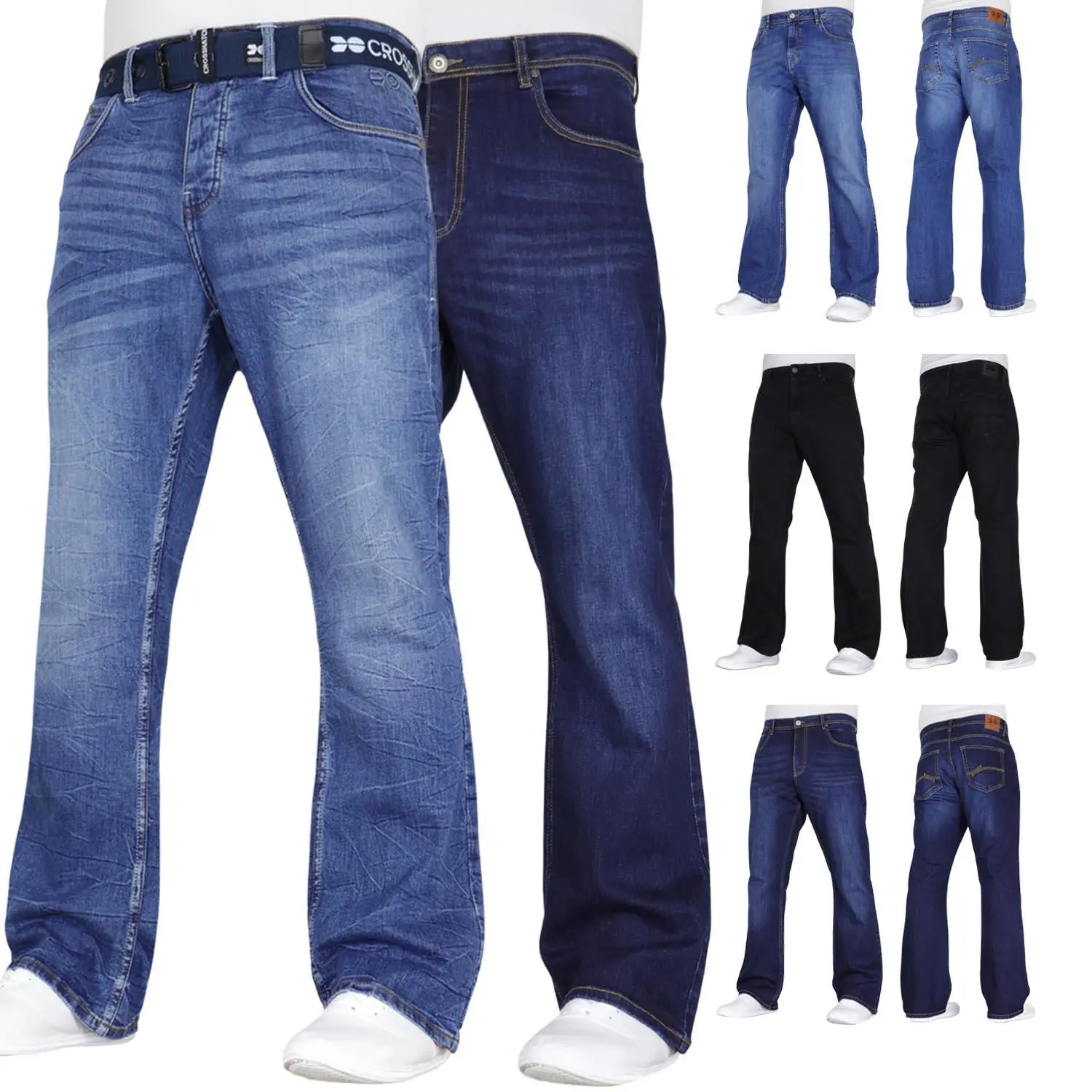 CROSSHATCH Bootcut Jeans Mens Fashion Trousers Stylish Branded Denim By JEANBASE
