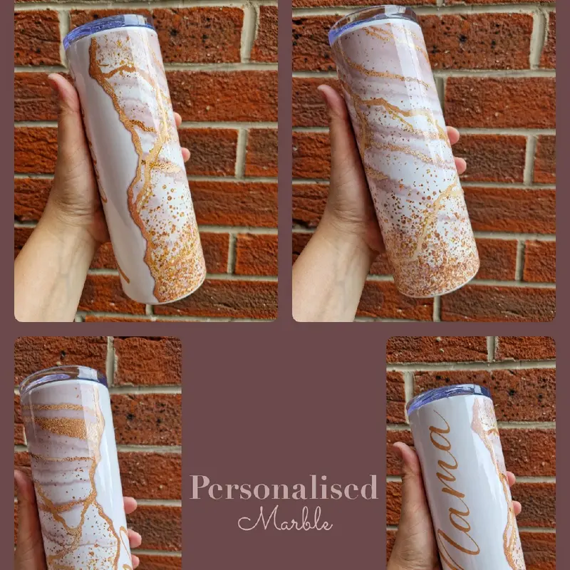 MBCUK Personalised Marble 20oz Insulated Tumbler Portable Drinkware 1