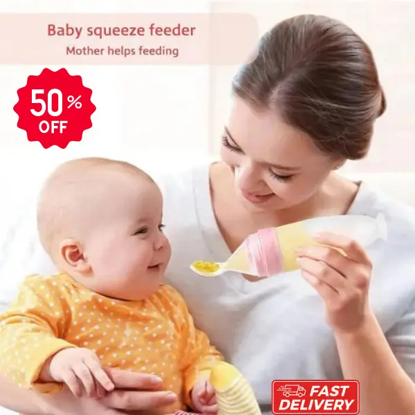 Baby Weaning Spoons, Silicone Baby Food Dispensing Spoon, Baby Bottle with Spoon for Infant Feeding, 90ML (Pink)