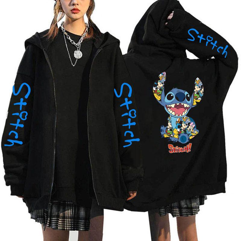 Product Introduction of Oversized Y2k Zip-up Hoodie  Women's Lilo & Stitch Costume Winter Clothes Woman Long Sleeve Warm Jacket Zip-up Street Tops 9