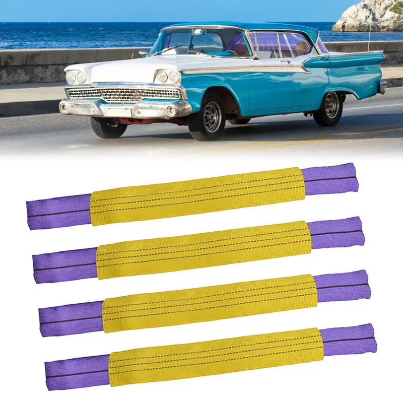 4pcs Tire Wheel Link Straps for Truck and Car Trailer Recovery with Ratchet Tie Downs 6