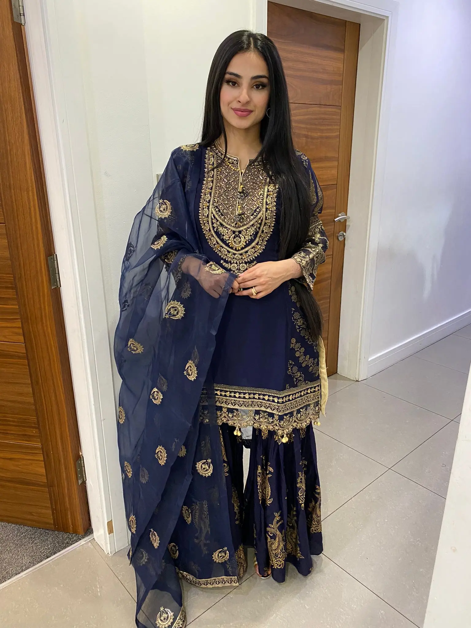Isma gharara 3pc - Navy