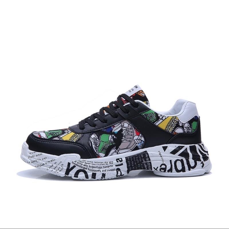 Trend Graffiti Outdoor Sport Shoes for Men (Color:Black 1