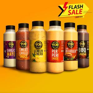 2 x YOH Sauce 1L – Peri, Lemon & Herb, Burger, Sweet Chilli, Hot Chilli, BBQ, Garlic Mayo, Glaze | Flavour-packed Sauces & Glazes | Perfect for Grilling, Dipping & Marinades