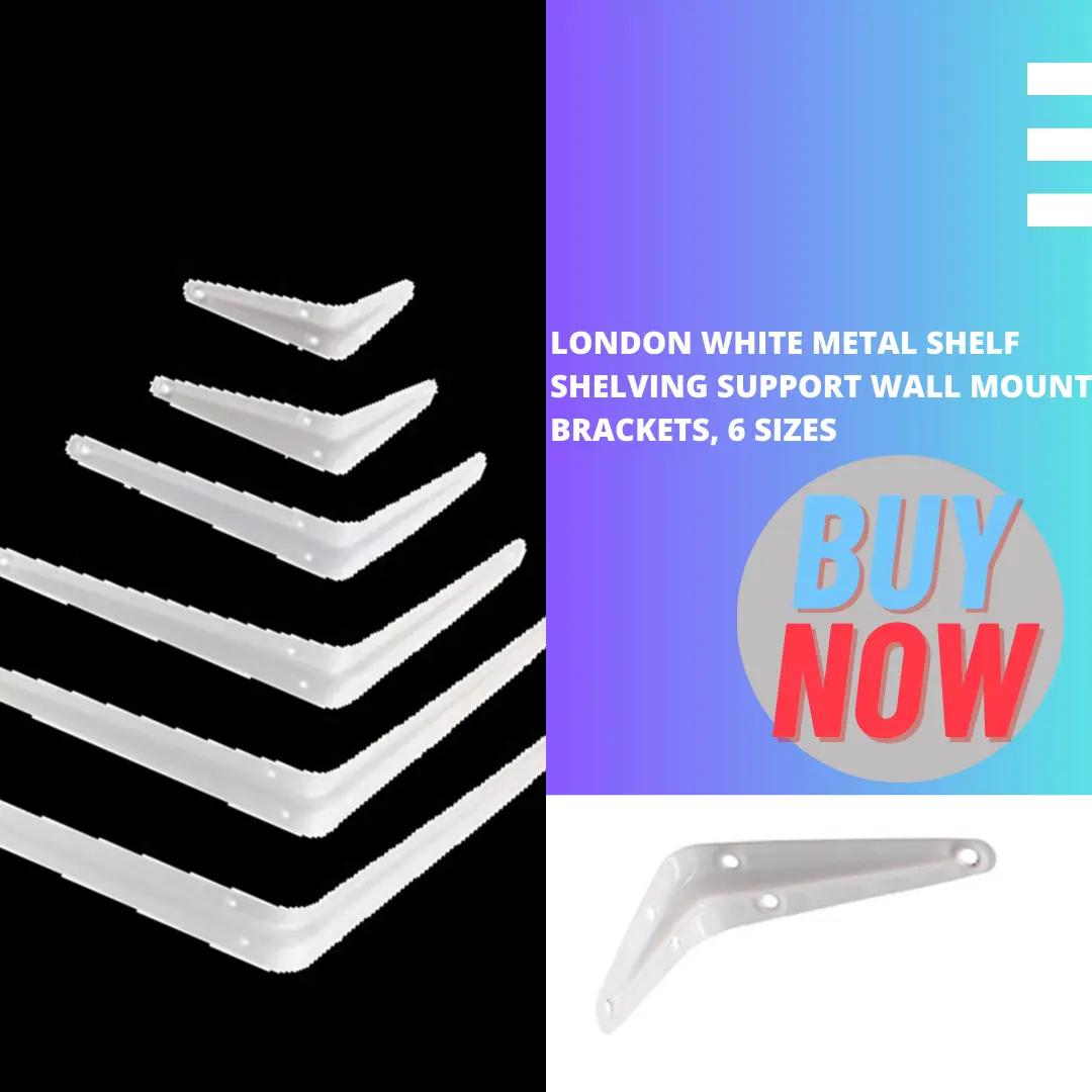 London White Metal Shelf Shelving Support Wall Mount Brackets, 6 Sizes Decor Light