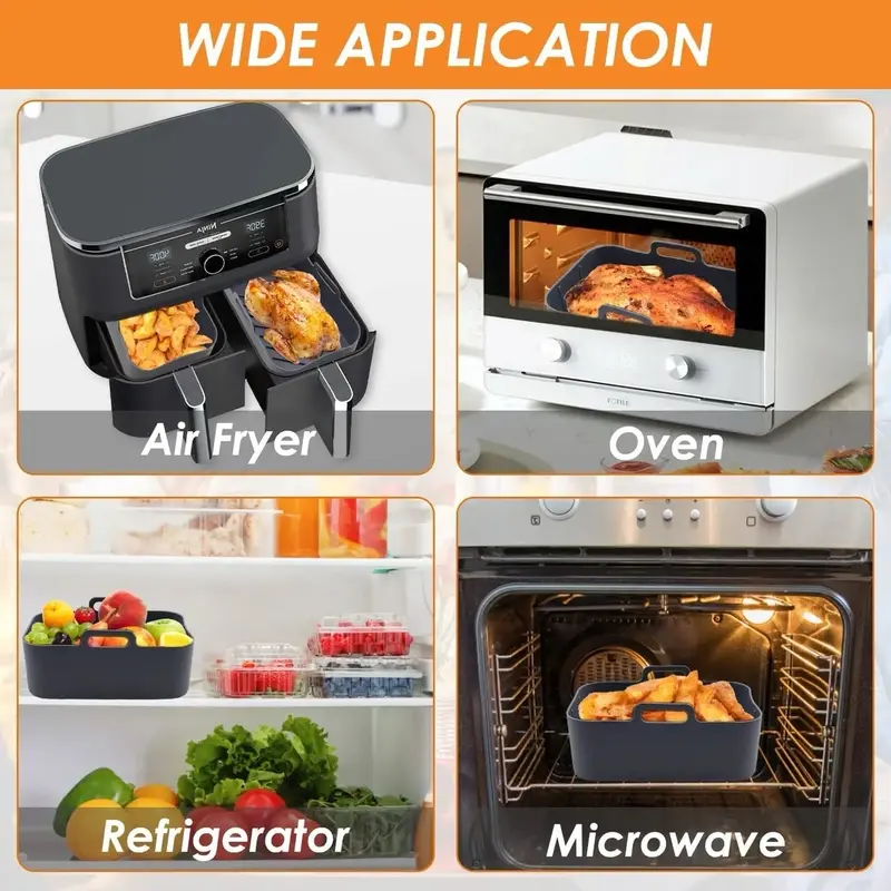 VegiMax Silicone Air Fryer Liner 2Pack for Ninja Dual Air Fryer Accessories 4
