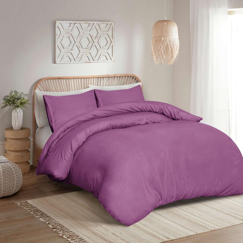 Qatan Plain Duvet Quilt Cover with Pillow Case - Bedding Set Single Double King Size 5