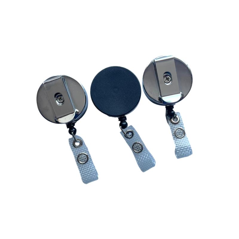 Pack of 5 Black and Silver Key Reels with Badge Holder 3