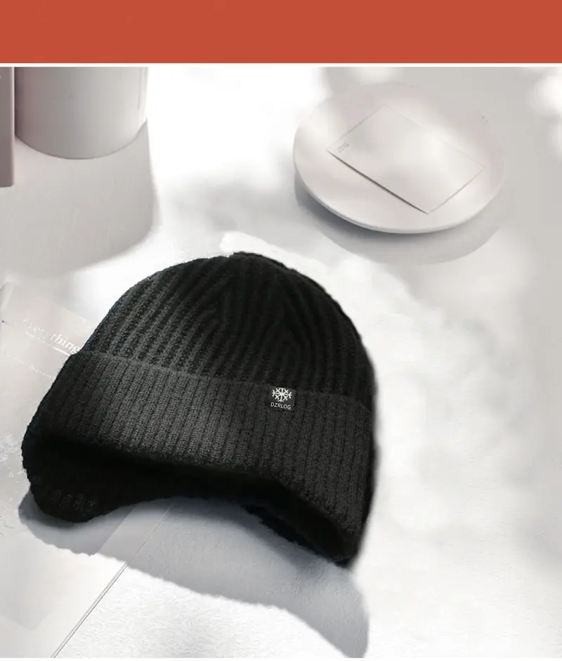 Product Introduction of Men's Winter Coldproof And Warm Hat, Ear Protection Thickened Knitted Beanie Hat & Scarf Set 0