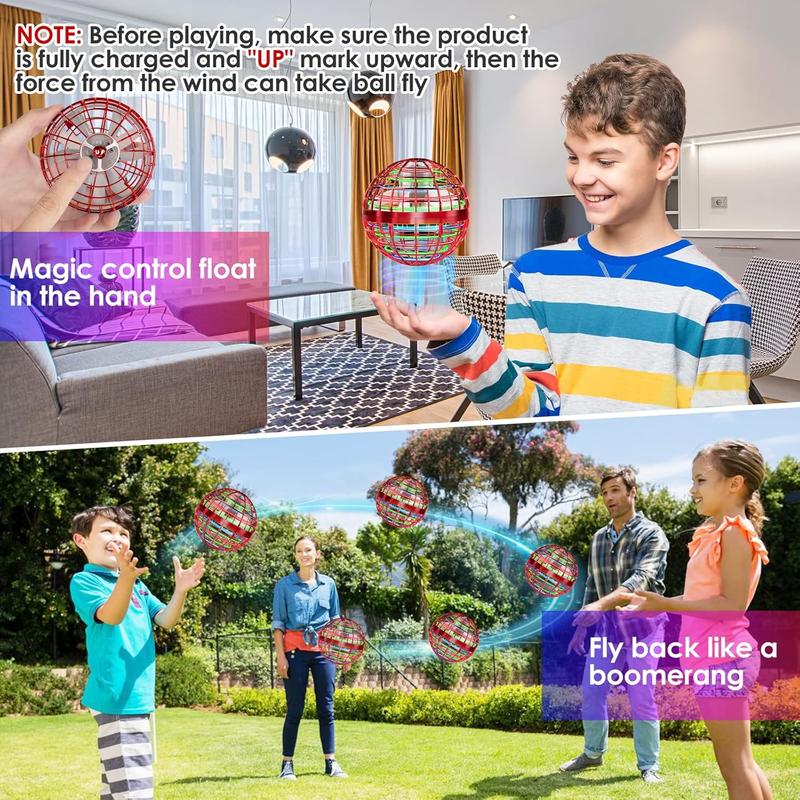 Flying Orb Ball 2023 Newest Upgrade Hover Boomerang Ball, Hand Controlled Mini Galactic Spinning Drone Cool Kids Toy for Ages 8-13 Boys Girls Christmas Birthday Gifts (Red) 3
