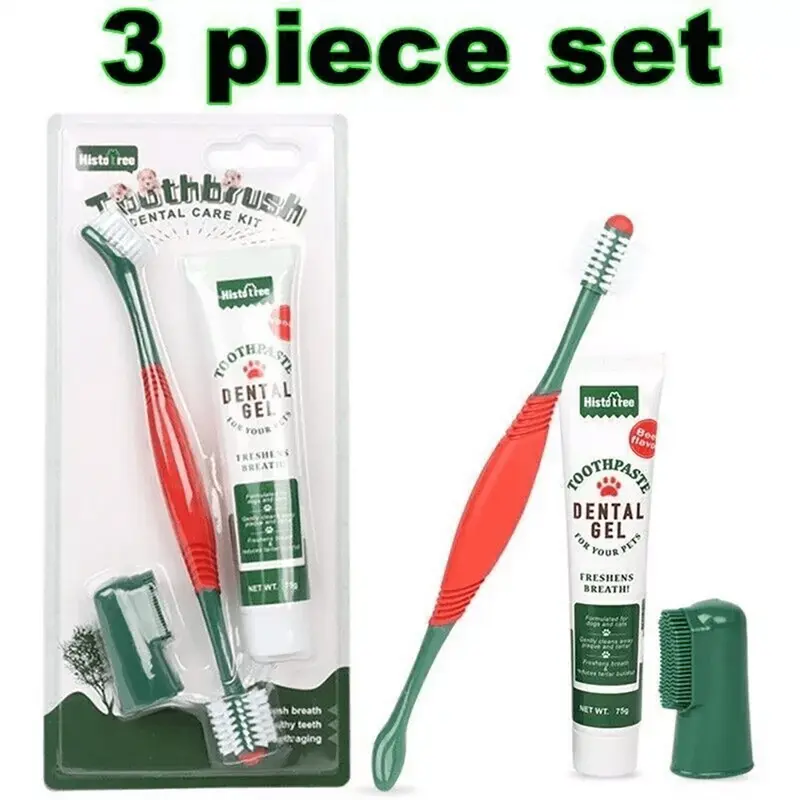 SIYU7-360° Pet Dental Care Kit - Finger Toothbrush & Enzymatic Toothpaste for Cats/Dogs | Plaque Control with Soft Bristles & Vanilla Flavor 2