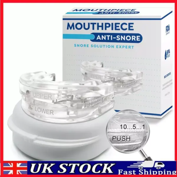 GENUINE ANTI SNORING MOUTH GUARD,DEVICE SLEEP AIDE APNEA Adjustable-free cleaner Oral