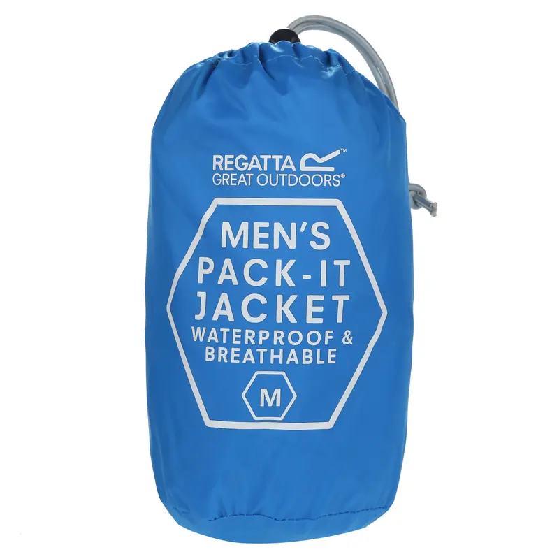 Regatta Men's Pack It Jacket Waterproof Rain Coat Lightweight Windbreaker Jacket Packable Full Zip Mens Hooded Coat Outdoor Breathable Menswear Tops Fabric Pockets jackets 1