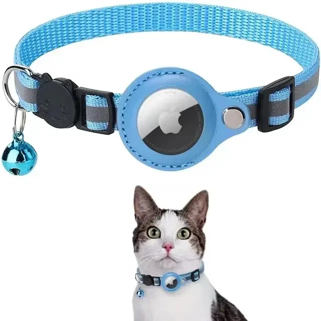 Reflective Airtag Cat Collar with Bell, Waterproof Holder for Apple Airtag, Anti-Lost Collar for Cats, Kittens and Small Dogs cat  airtag air tag collars apple  airtag orange non-customized cat  camera led  collar 7