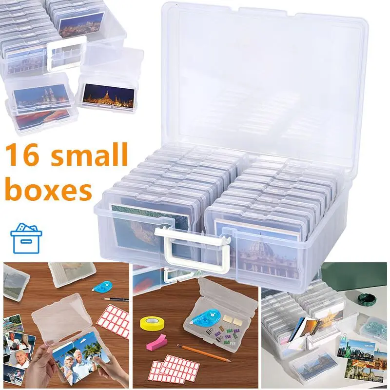 6"x4" Photo & Crafts Organizer Storage box, 16 Cases & Labels UK 6